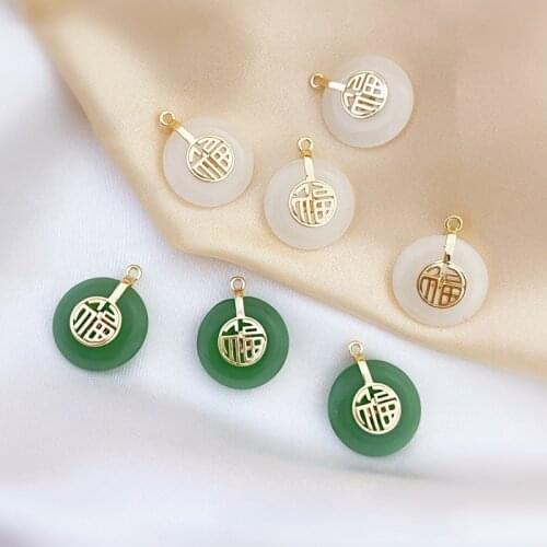 18K gold-covered national tide, jade color, lucky charm, Chinese earrings, necklaces, pendants, jewelry accessories