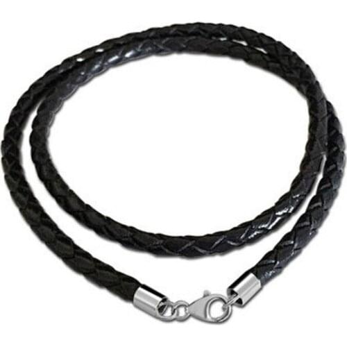 3mm 4mm PU Leather Braided Stainless Steel lobster Clasp Chains Necklaces For Women Men Pendant Rope Jewelry making 45cm 70cm