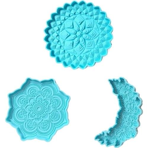 3 Pcs Flower Shaped Coaster Epoxy Resin Mold Cup Mat Casting Silicone Mould DIY Crafts Home Decoration Ornaments Making Tools