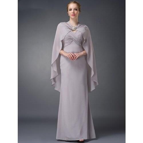 Plus Size Mother Of The Bride Dresses Mermaid V-neck Chiffon Backless Long Khaki Elegant Groom Mother Dresses Wedding