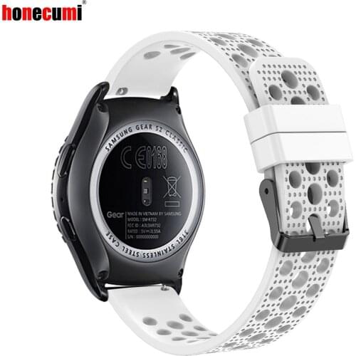 Honecumi Gear Sport Band 20mm Silicone Breathable Strap Wristband for Samsung Gear S2 Classic / Garmin Vivoactive 3/ Vivomove HR