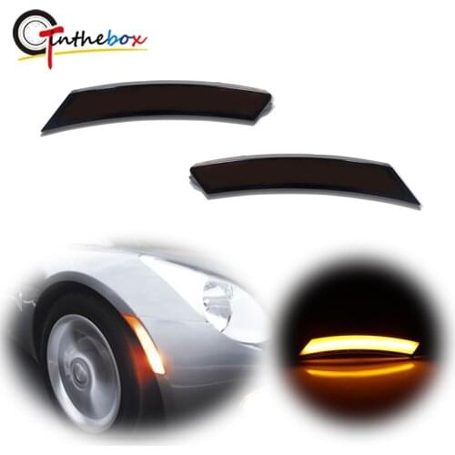 Smoked Lens Amber LED Car Front Side Marker Lights For 2006-2010 Pontiac Solstice & 2007-2010 Saturn Sky Fender Flare Light 12V
