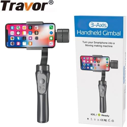 TRAVOR smart gimbal stabilizer 3-axis Bluetooth handheld stabilizer selfie stick tripod for Gopro camera smartphones