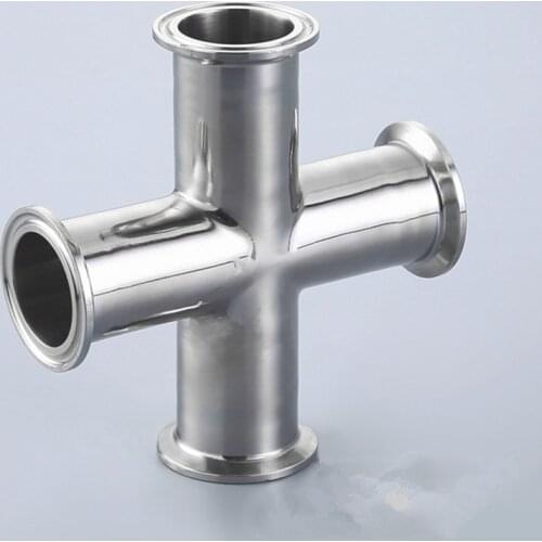 3/4" 1" 1.5" Pipe OD 19/25/32/38mm Stainless Steel SS304 4 Way Cross Sanitary Fitting Tri Clamp Feerule OD 50.5mm Home brew