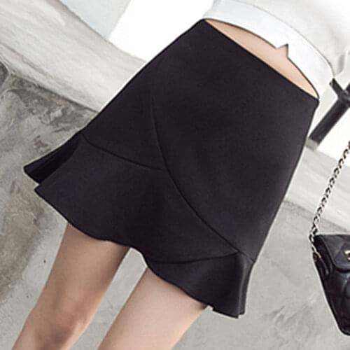 Womens High-Waist Fishtail Skirt Ruffles Overskirt Skirt
