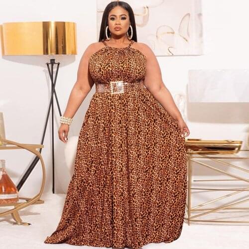 XL-5Xl Plus Size Summer New Hot Style Leopard Print Dress Women Sleeveless Round Neck Loose Dresses Female Loungewear Vestidos
