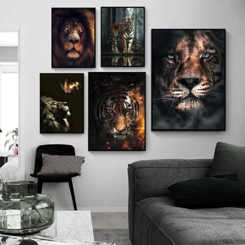 Animals Art Canvas Paintings On the Wall Art Posters And Prints Lion Tiger Leopard Animals Art Canvas Pictures Home Decoration