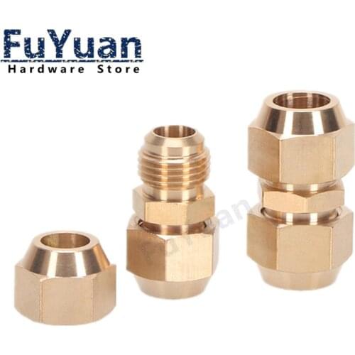 1pcs Flared Brass Straight through pipe fittings 6/8/10/12/14mm Tube connector Fitting Air conditioning extension tool Fitting
