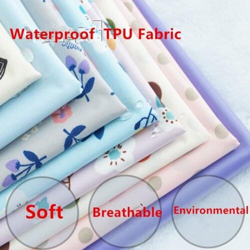 165cm width Polyester Soft Waterproof TPU Fabric Breathable Membrane on back Diapers Environmental PUL Fabric Cloth
