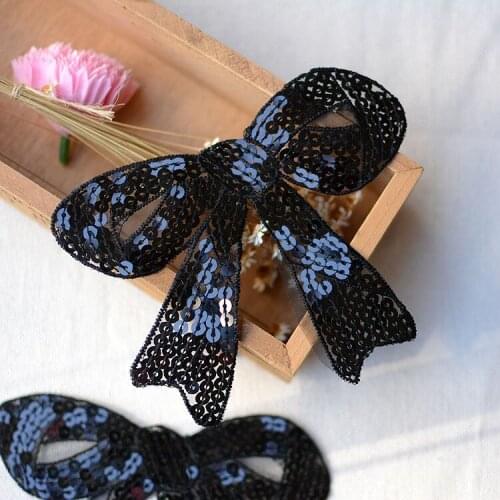 2pcs/lot Clothing accessories diy handmade clothes bow patch stickers baby clothes decorative cloth stickers mesh lace beads