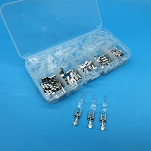 200pcs Female Spade Connector 6.3mm Splice Female Spade Connector with Insulating Sleeves For Terminals