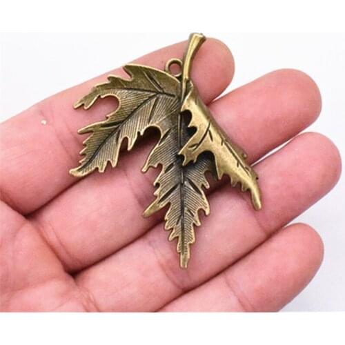 3pcs 55x46mm Antique Bronze Plated Leaf Charm Making DIY Handmade Jewelry