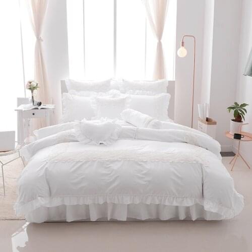 4/6/8pcs Princess style 100% cotton bed linen set lace bedding sets/bedclothes Twin queen king size duvet cover skirt set