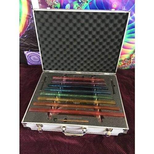 432HZ colored crystal harp with Perfect C D E F G A B C note with case + 2pcs crystal mallets and 1piece rubber mallet