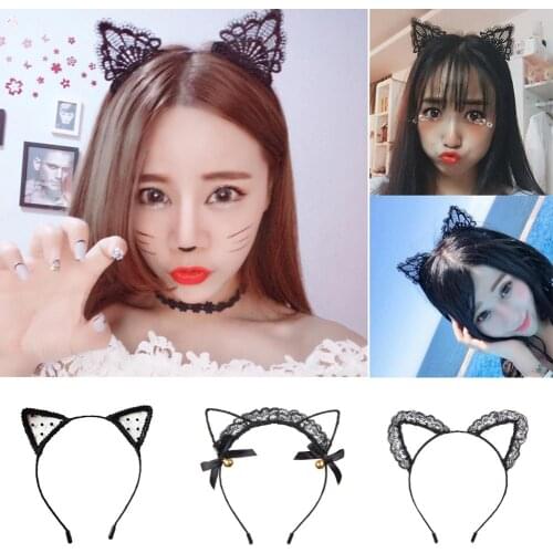 Clothes Accessories Lace Women Sexy Headband 1PC Girls Black Lovely Ear Head Chain Jewelry Holiday Polyester Headband