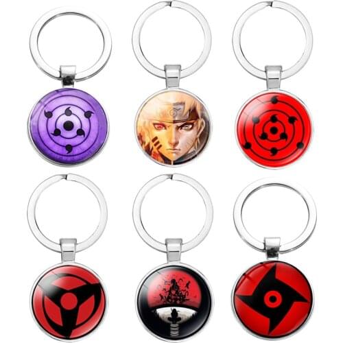 Naruto Sharingan Eye Keychain Accessories Anime Cartoon Uchiha Clan Cabochon Cool Stuff Key Ring Pendant Toys for Children Gift