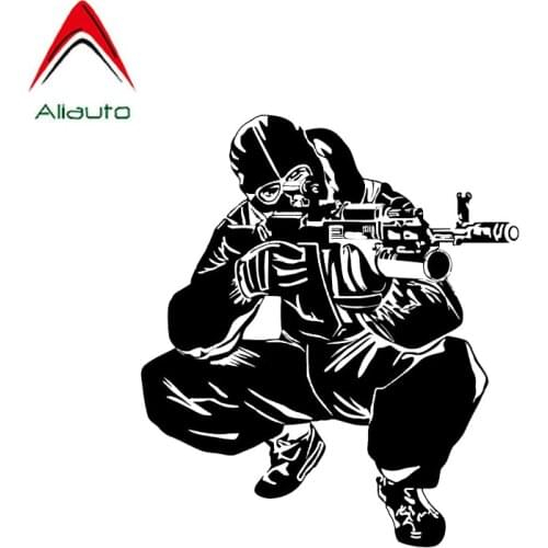 Aliauto Coolest Car Sticker Weapon AK-14 Combat Soldier Shooting Decoration Reflective Decal Vinyl Graphic Accessories,18cm*15cm