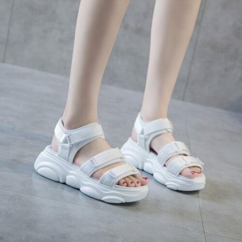 Platform Sandals 5CM Women Wedge High Heels Shoes Women Buckle Leather Canvas Summer Zapatos Mujer Wedges shoes Woman Sandals