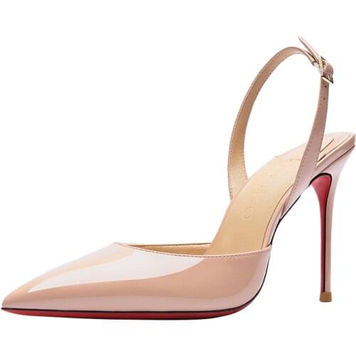 Women Red Bottom Sandals Women Dress Heels with Ankle Strap High Heels Sexy Summer Shoes Women Shallow Pumps Fashion Stilettos