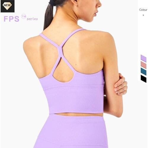 New Color Ribbed Sports Bra Sexy V-neck Sling Backless Yoga Bra Pilates Jogging Fitness Top Underwear Women Push Up Sportswear