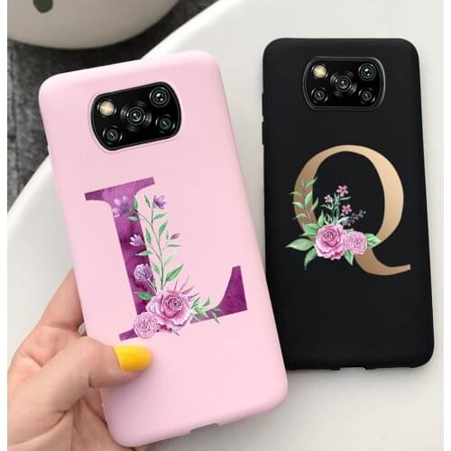 For Xiaomi Poco X3 nfc Case Stylish Flower Letters Bumper Phone Back Cover For Xiaoomi Poco X3 NFC PocoX3 Cases 6.67'' TPU Funda