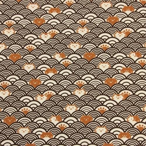 CF843 Japanese Style Cats Moire Printed Thick Cotton Fabric Dress/Table Cloth/Curtain/Clothes DIY Sewing Patchwork Materials