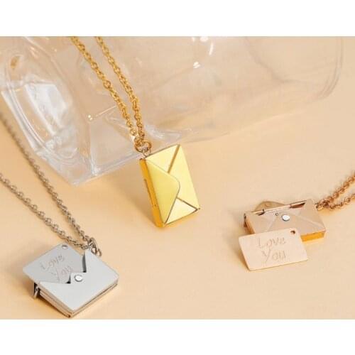 Envelope Locket Necklace Love you Secret Message Pendant