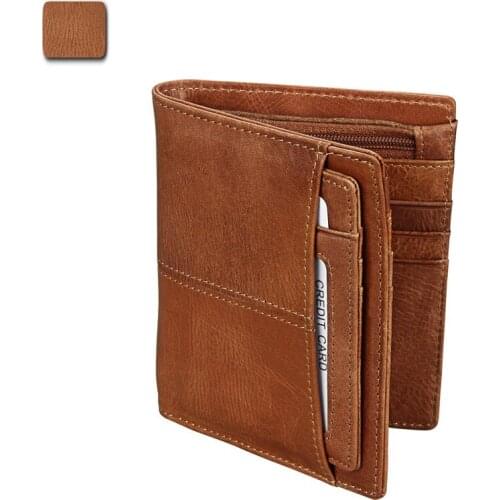 RFID Blocking Men Wallets Vintage Genuine Leather Wallet Fashion Male Coin Purse Cowhide Short Wallet with Removable Card Holder