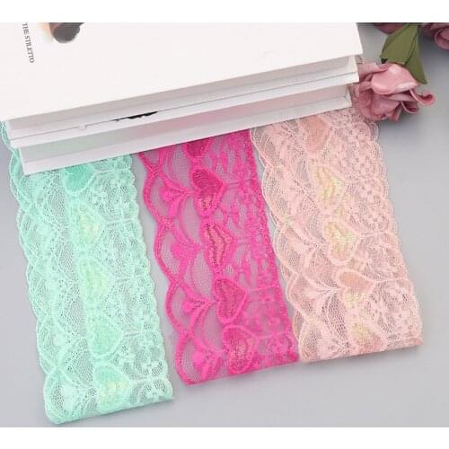 1Yards Lover Lace Trim 7cm Ribbon Green Orange Purple Yellow Lace Fabric Dress Applique Lace For Sewing Accessories dentelle LC2