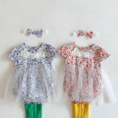 Summer Baby Girls Short Sleeve Rompers Baby Clothes Rompers Kids Girls Printing Rompers Infant Girls Clothing 0-3Yrs