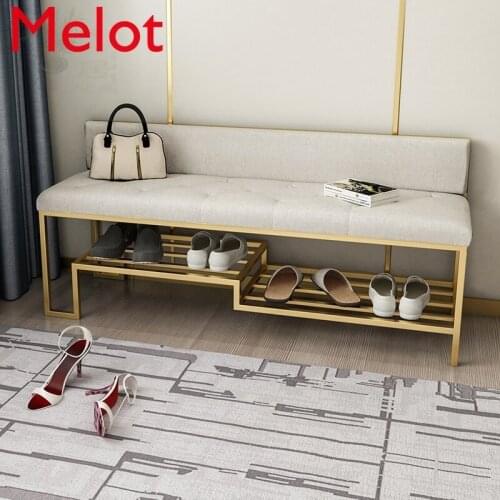 Fashion Custom Shoe Changing Stool Home Storage Shoe Cabinet European Simple Backrest Bench Light Luxury Storage Rack