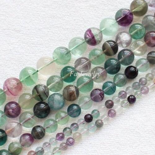 Natural Multi-color Fluorite 6-14mm Round Beads 15" DIY Jewelry Making
