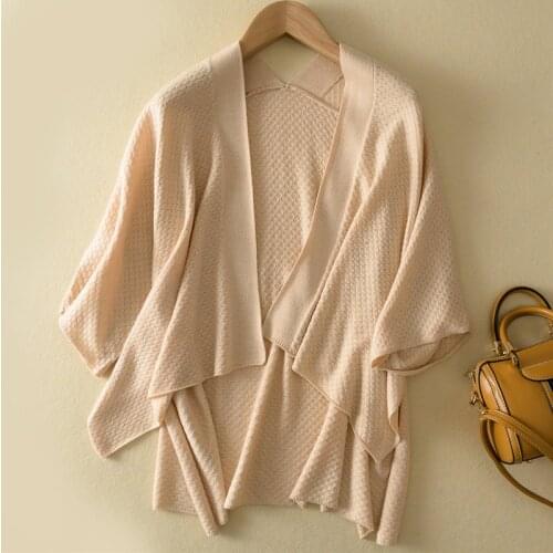 2019 New Fashion Womens bat shirt Knitted hollow shawl Loose sweater Cutout Sun Protection Short Jacket cardigan sweater