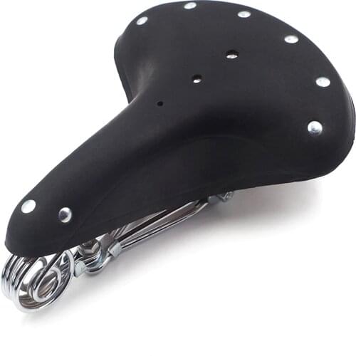 New Bicycle Vintage Retro Leather Sadde Bike Cycle Cowhide Saddle Seat Spring Comfort Cushion MTB Road Cycling Saddle