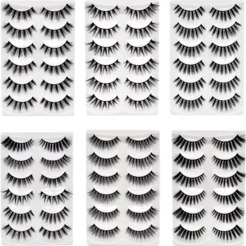 NEW 6 pairs Real Mink Fake eyelashes 3D Natural False Eyelashes Mink Lashes Soft Eyelash Extension Makeup Kit Cilios