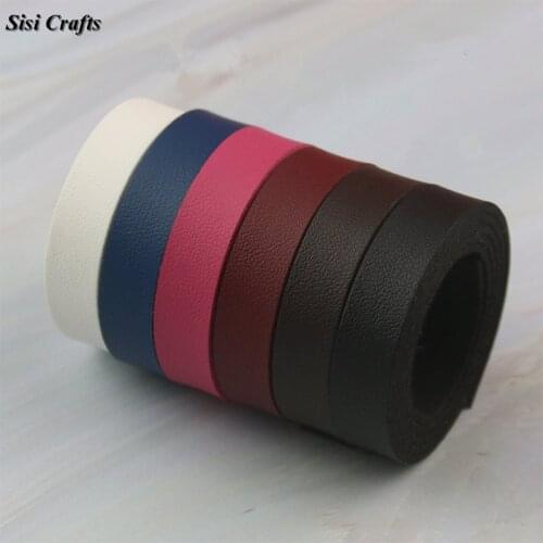 Sisi Crafts Tape Thick 1cm Flat Leather Cord 10mm Suede PU Cord Ribbon Bias Layering DIY Dog Cat Pet Collar Handmade Material