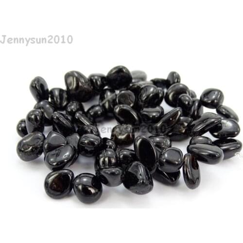 Natural Black Onyx Gems Stone Freeform Flat Teardrop Drop Barpque Beads 16'' for Jewelry Making Crafts 5 Strands/Pack