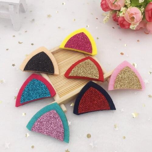 Mixed 10pcs Felt Fabric Paillette Glitter Lovely Cat ears Appliques wedding DIY Sewing Patchs craft hair bow accessories A914