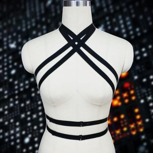 Body Harness for Women Christmas Clothing Pentagram Harness Women Cage Bra Bondage Gothic Custom Witchy Liga Exotic Crop Top