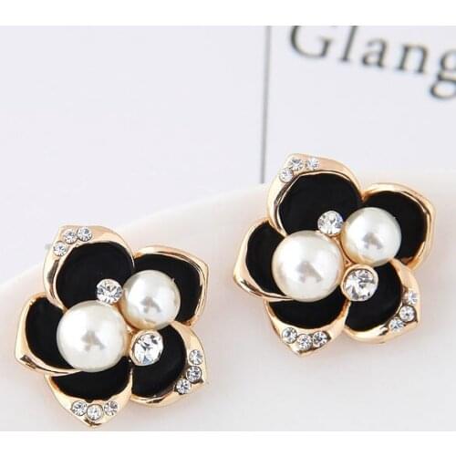 Wholesale Fashion New Arrive Accessories Pearl Jewelry Flower Stud Earrings For Women EE0958