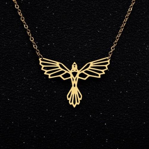Hollow Phoenix Necklaces for Women Stainless Steel Gold Chain Necklace Pendant Vintage Jewelry Accessories Bijoux Collier Femme