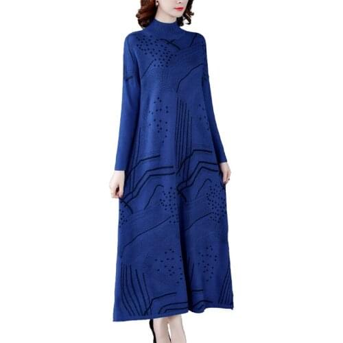 French Irregular Dress Female Autumn Winter Knitted Long Sweater Skirt Over The Knee Long Skirt New Women Thickened