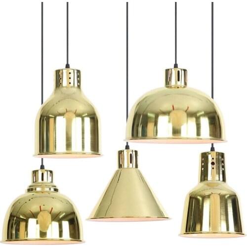 Gold Pendent Light Luxury Lampshade American Round Hanging Lamps Ring Copper Lamp Vintage Avize Modern Retro Acrilico Lighting