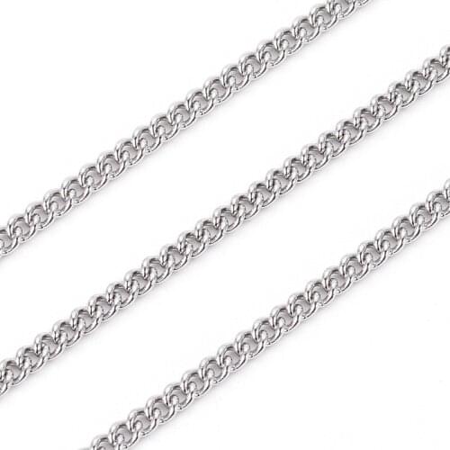 10m/roll 2x2x1mm Thin Soldered 304 Stainless Steel Curb Chains Twisted Link Chain for Jewelry Making DIY Accessories