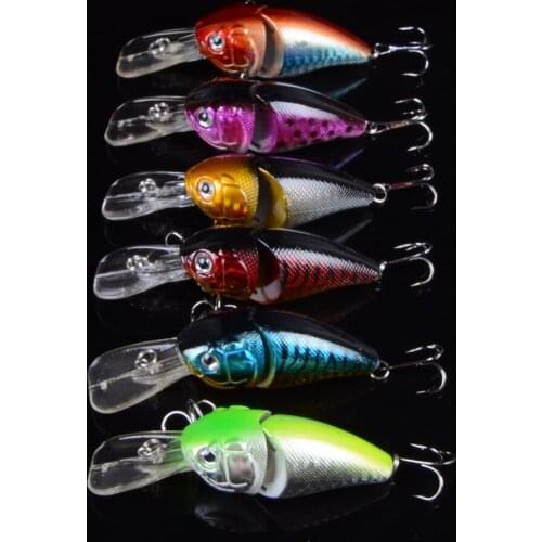 6pcs/lot 8.5cm 14.8g 6 Colors Plastic Hard Crank Crankbait Baits Fishing Lures Two Treble Hooks Pesca With 3D Eyes
