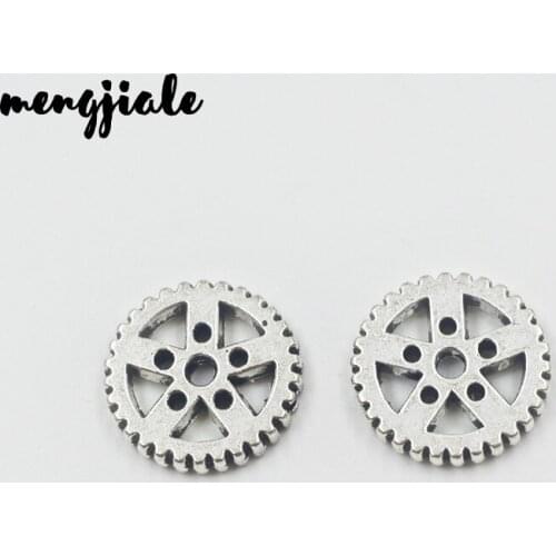8pcs/lot Antique Silver Vintage Metal Zinc Alloy Steampunk Gear Charms Fit Jewelry Pendant Charms Makings 19mm Dia