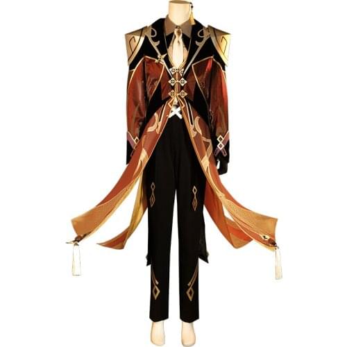 Anime Genshin Impact Zhongli Game Suit Uniform Zhong Li Original Uniform Gorgeous Outfit Cosplay Costume Halloween Men