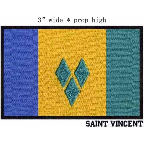 SAINT VINCENT flag Embroidered biker patches 3"wide black border felt applique high quality