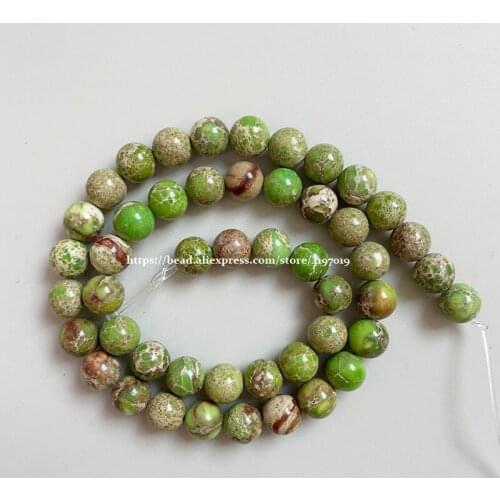 Free Shipping 15" Natural Stone Lt Green Sea Sediment Turquoises Imperial Jaspers Round Loose Beads 6 8 10 MM