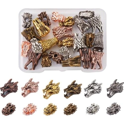 60pcs/Box Mixed Color Tibetan Style Alloy Buddha Head Beads for Jewelry making DIY Bracelet Necklace Accessories Decor 11x9x8m